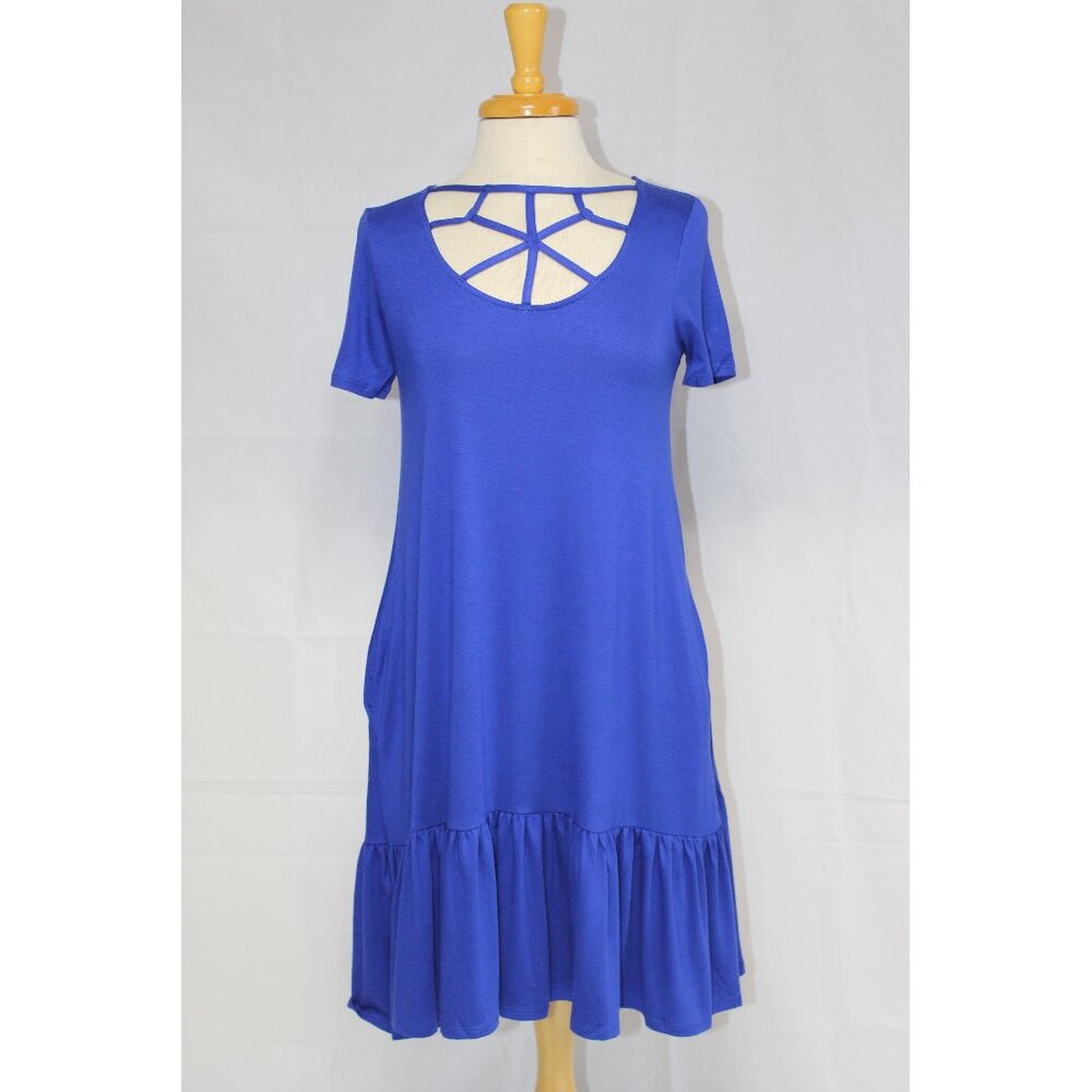 Zenana Casual Dress-Knee Length-#7041-Sizes S to 3X-ROYAL BLUE-NEW